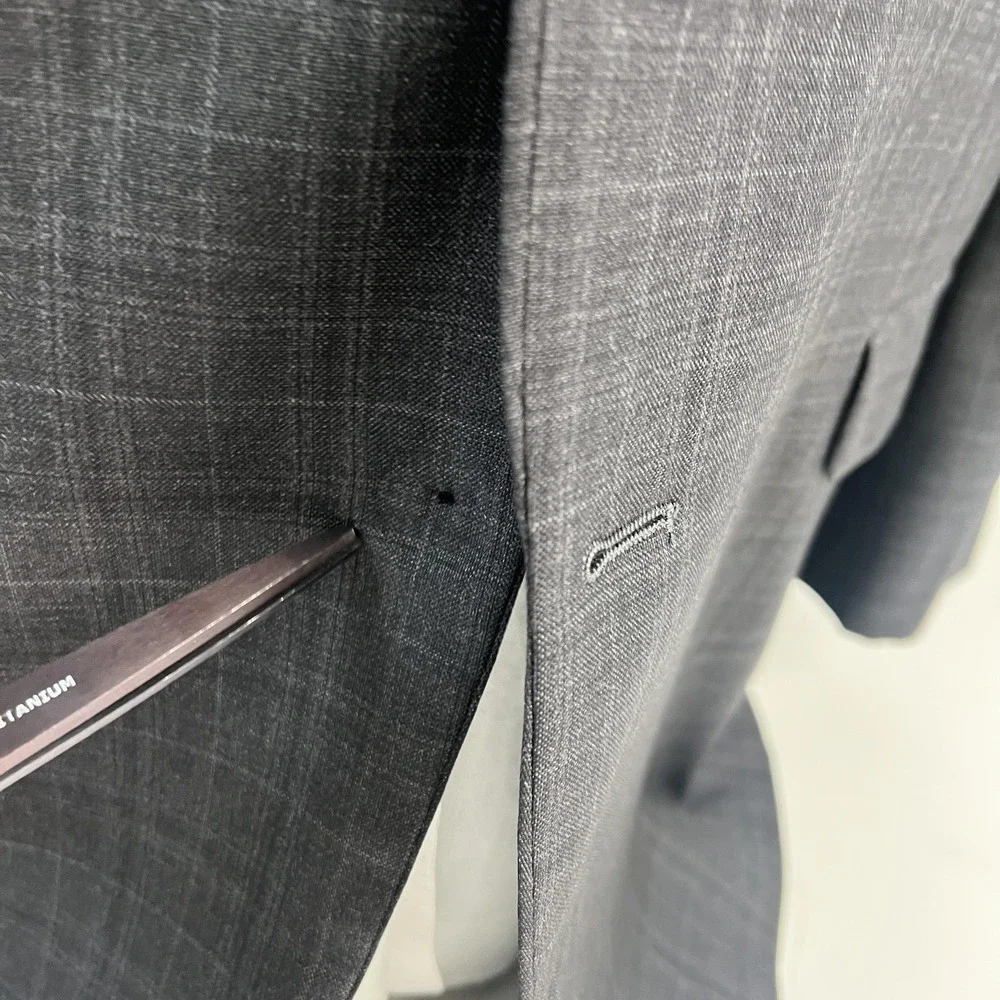 Brooks Brothers Blazer Mens 44 Gray Check Wool 1818 Madison Saxon USA Sport Coat